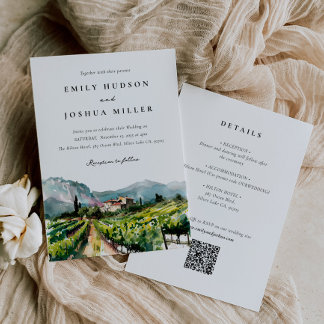 Rustic Winery All in One Wedding Invitation
