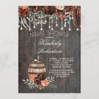 Rustic Winery Floral Lights Burgundy Bridal Shower
