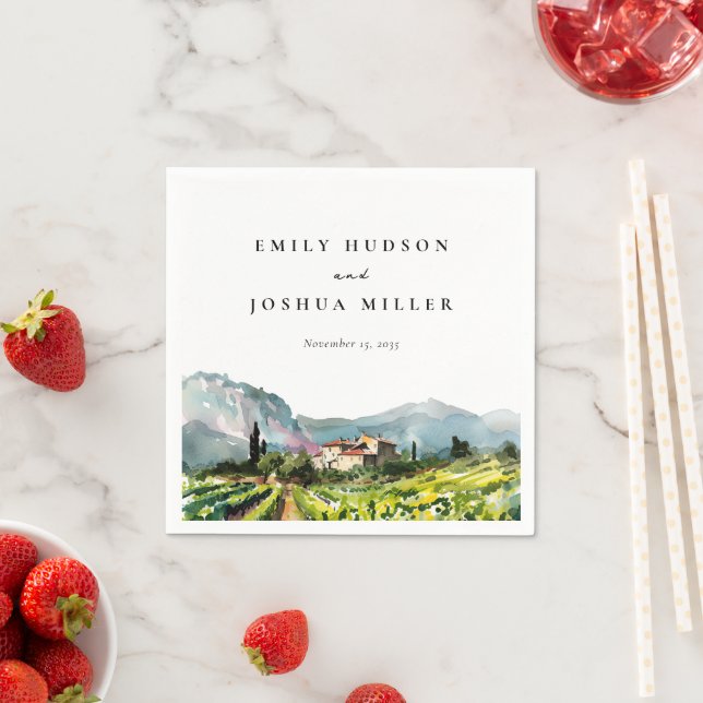 Rustic Winery Landscape Wedding Napkin (Insitu)