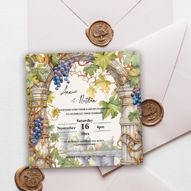 Rustic Winery Theme Grapevine Wedding Invitation (Rustic Winery Theme Grapevine Wedding Invitation)