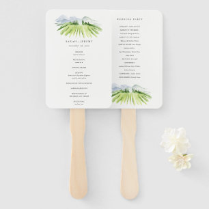 Rustic Winery Vineyard Mountain Wedding Program Hand Fan
