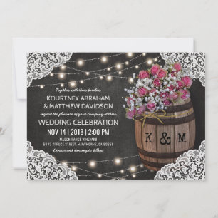Rustic Winery Wedding Invitation   String Lights