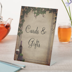 Rustic Winery Wedding Reception Cards Gifts Pedestal Sign