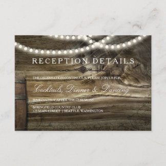 Rustic Winery Wedding Reception Details Enclosure Card