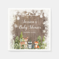 Rustic Winter Animals Woodland Birthday Paper