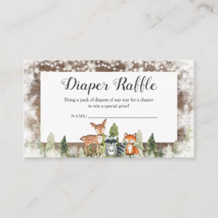 Rustic Winter Animals Woodland Diaper Raffle Enclosure Card