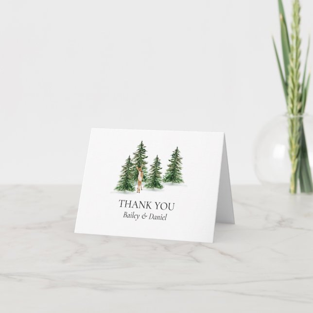 Rustic Winter Baby Shower Folded Thank you Cards (Front)