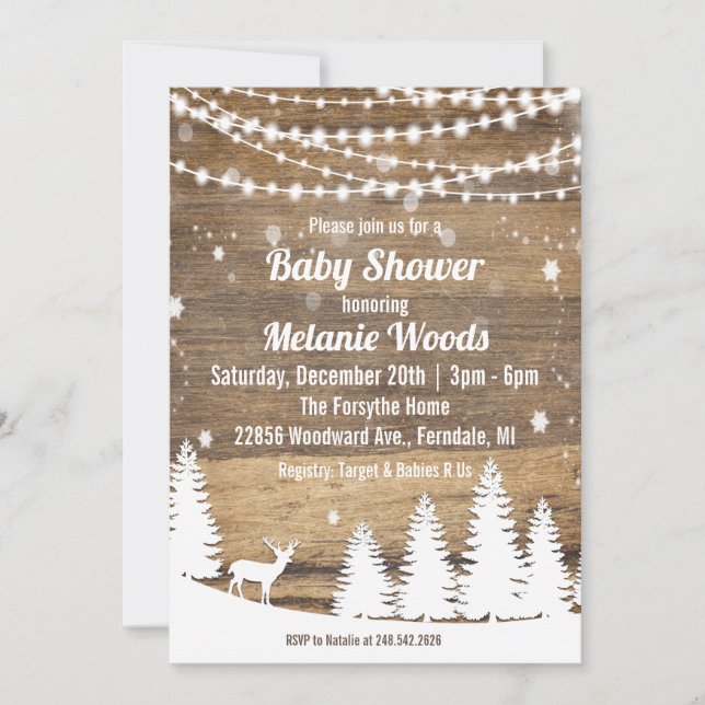 Rustic Winter Baby Shower Invitation (Front)