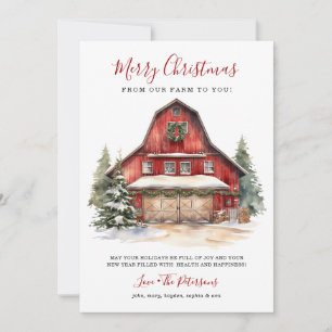 Rustic Winter Barn Christmas Holiday Card