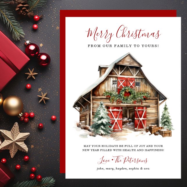Rustic Winter Barn Christmas Holiday Card (Creator Uploaded)