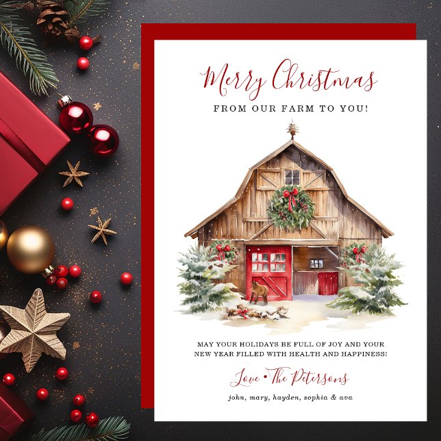 Rustic Winter Barn Christmas Holiday Card (Creator Uploaded)