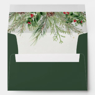 Rustic Winter Berries Pine Cone Greenery Envelope