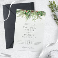 Rustic Winter Berries Pine Cone Greenery Wedding