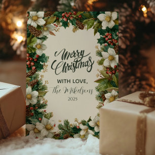 Rustic Winter Berry Christmas Party Holiday Card