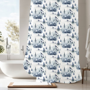 Rustic Winter Blue Mountain Pattern