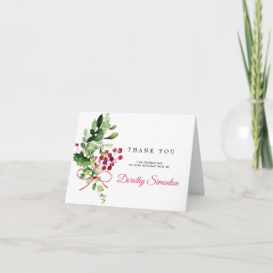 Rustic Winter Botanical 80th Birthday Photo Thank You Card