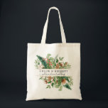 Rustic Winter Botanical Wedding Welcome Tote Bag<br><div class="desc">Welcome your wedding party and guests to your wedding weekend with this very pretty personalized tote bag. The bride and groom names are written in large traditional text, while your welcome statement is written in a trendy script. The design is on both sides of the tote bag. Perfect for a...</div>