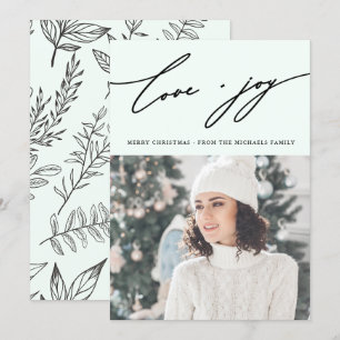 Rustic Winter Botanical with Photo Holiday Green Invitation