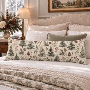 Rustic Winter Botanical Woodland Body Pillow