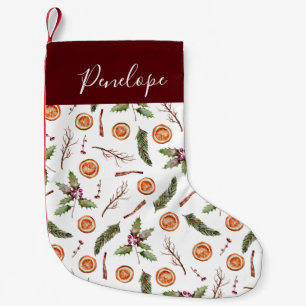 Rustic Winter Botanicals Small Christmas Stocking