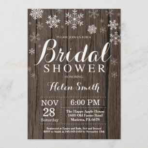 Rustic Winter Bridal Shower Snowflake Invitation