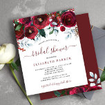 Rustic winter budget bridal shower invitation<br><div class="desc">Rustic winter chic affordable bridal shower party stylish invitation template on a clear white background featuring red burgundy and green flowers with grey and hunter green seasonal foliage border and a trendy elegant handwriting dark burgundy typography script. Easy to personalize with your details! The invitation is suitable for a winter...</div>