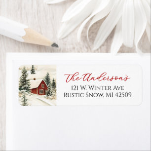 Rustic Winter Cabin Christmas Return Address
