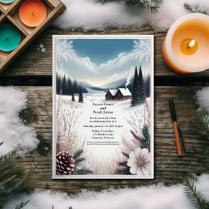 Rustic Winter Cabin Wedding Invitation