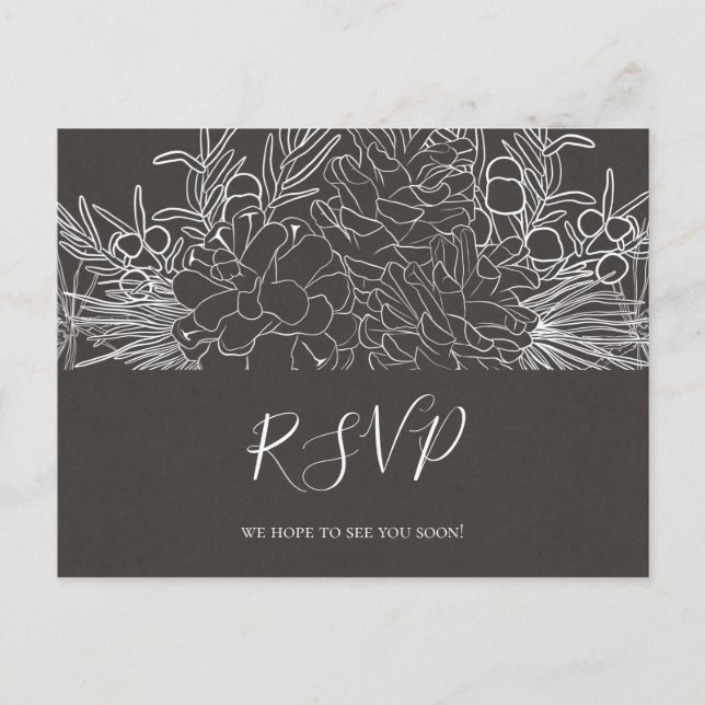 Rustic Winter Chanson Demande RSVP Carte Postale (Devant)