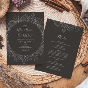 Rustic Winter Charcoal All In One Wedding Invitation