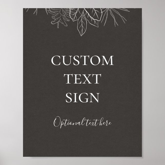 Rustic Winter Charcoal Cards and Gifts Custom Sign (Front)