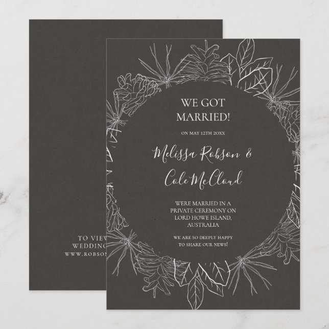 Rustic Winter | Charcoal Elopement Announcement (Front/Back)