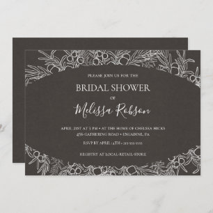 Rustic Winter   Charcoal Horizontal Bridal Shower Invitation