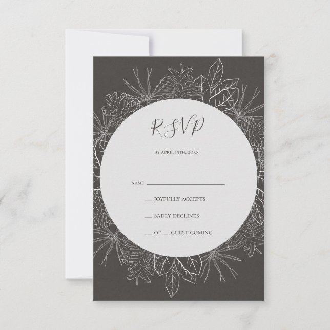 Rustic Winter | Charcoal RSVP Card (Front)
