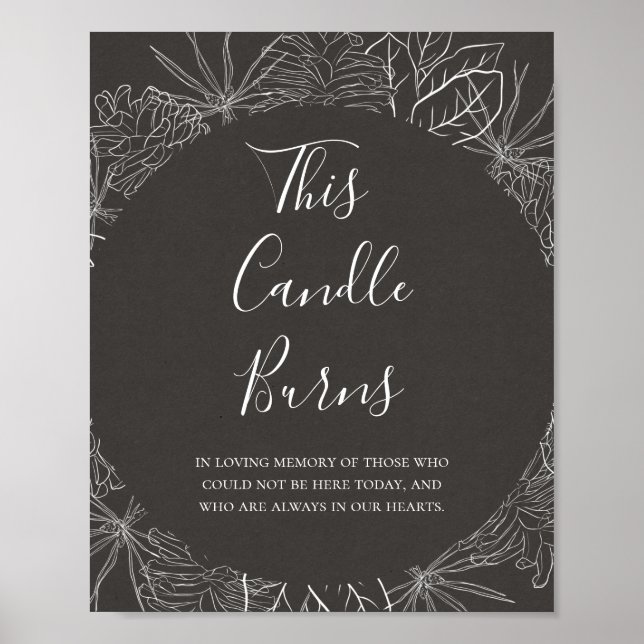Rustic Winter | Charcoal This Candle Burns Wedding Poster (Front)