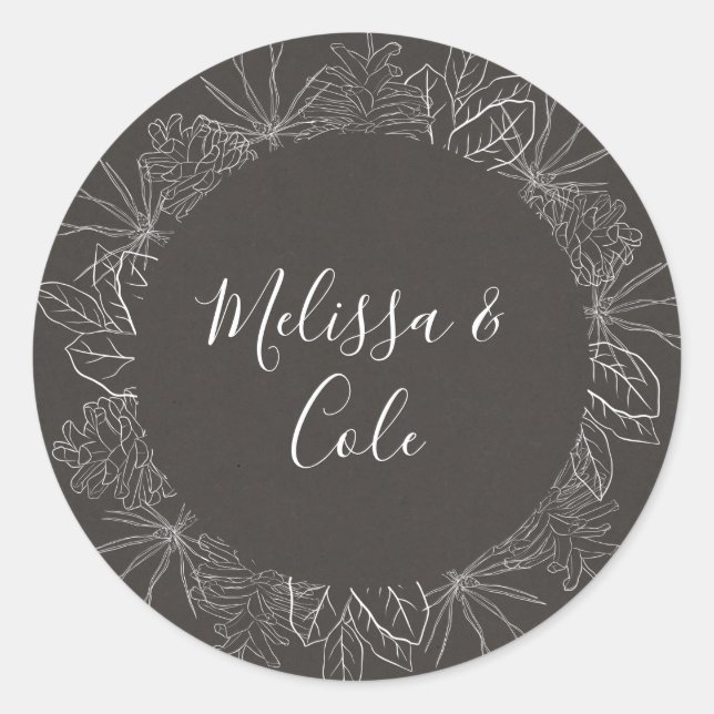 Rustic Winter | Charcoal Wedding Envelope Seals (Front)