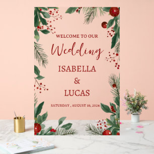 Rustic Winter Christmas Acrylic Wedding Sign