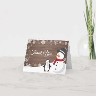 Rustic Winter Christmas Holiday Snowflake Thank You Card