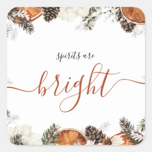 Rustic Winter Citrus & Pine Holiday Party  Square Sticker