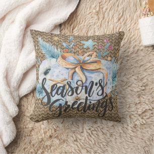 Rustic Winter Composition Throw Pillow