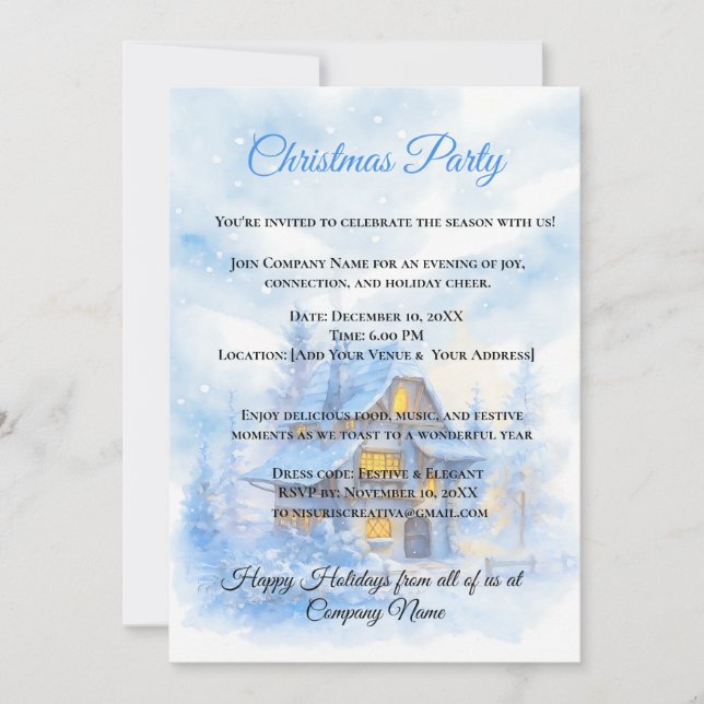 Rustic Winter Cozy Party  Corporate Holiday Invitation (Front)