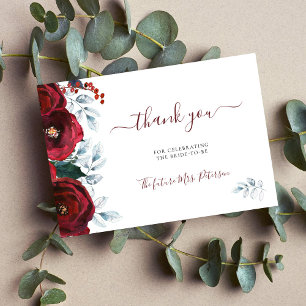 Rustic winter floral bridal shower thank you