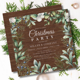 Rustic Winter Floral Corporate Christmas Party Invitation
