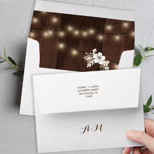 Rustic Winter Floral Wedding   Barn Wood Lights Envelope