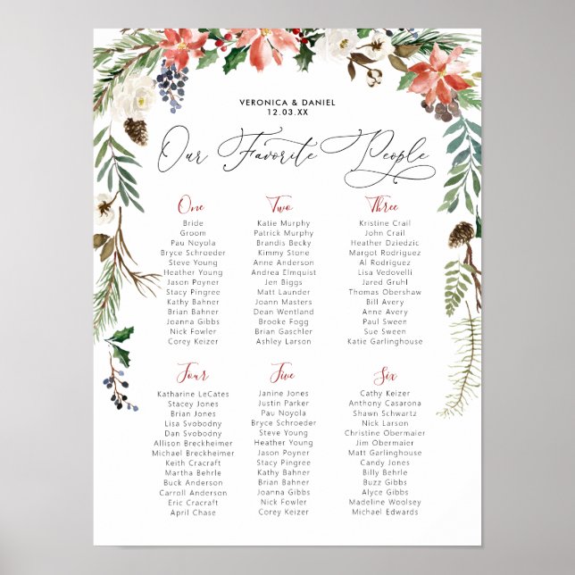 Rustic Winter Floral | Wedding Table Seating Poster (Front)