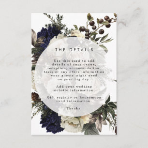 rustic winter florals wedding details information enclosure card