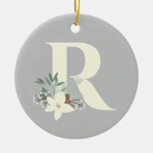 Rustic Winter Foliage Ceramic Ornament