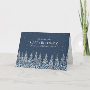 Rustic Winter Forest Happy Birthday Son in law Thank You Card