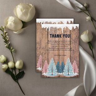 Rustic Winter Forest Pine Trees Baby Shower Thank You Card