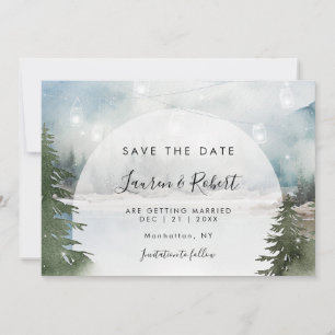 Rustic winter forest Save the Date card invitation